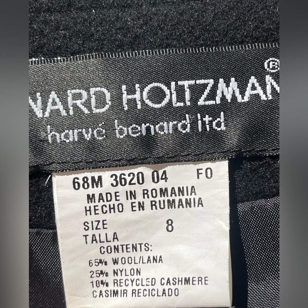 Benard Holtzman Harve Benard Ltd Wool Cashmere Blend Classic Black Blazer Size 8 - Picture 4 of 10